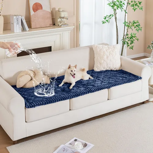Vista 11 de PuTian Funda de sofá 100% impermeable y mullida para perros, lavable, antideslizante, protector de sofá, apto para mascotas, para sofás y sofás