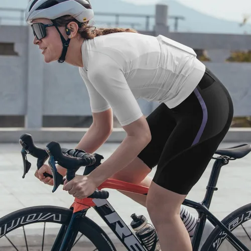 Vista 7 de Lo.gas Pantalones cortos de ciclismo para mujer, acolchados 4D, pantalones cortos de ciclismo con relleno, bolsillos de carretera, cintura ancha