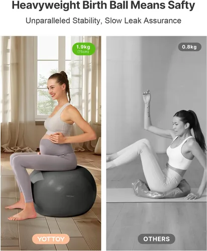 Vista 2 de YOTTOY Pelota de Embarazo - Pelota de Nacimiento de 1.8mm de Grosor para Fisioterapia Materna y Preparación del Parto, Yoga y Ejercicio