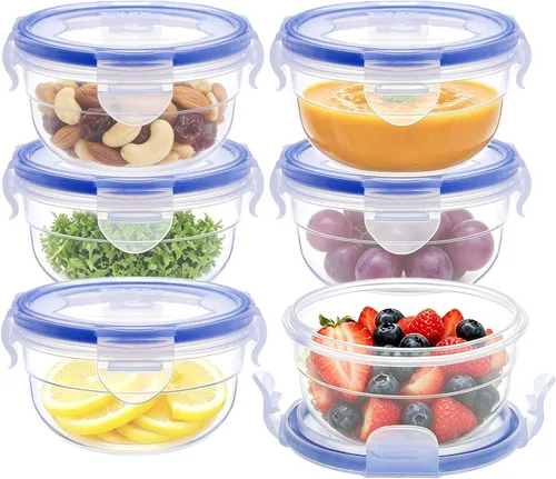 Vista 16 de KIGI Mini recipientes de plástico para almacenamiento de alimentos de 6 onzas con tapas herméticas y a prueba de fugas, ideales para almuerzo