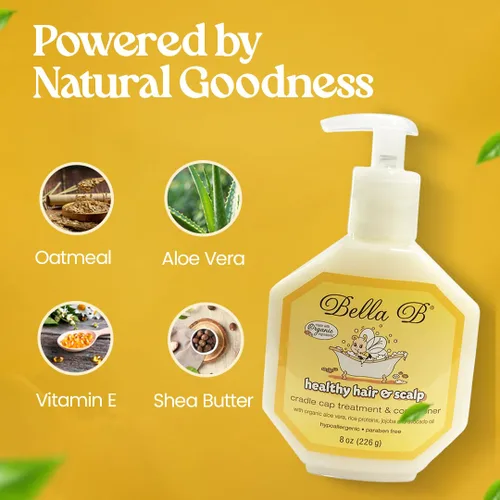 Vista 3 de Bella B Naturals Healthy Hair & Scalp Baby Cradle Cap Treatment 8 oz – Tratamiento de cuna para bebés – Acondicionador de bebé sedoso – Tratamiento