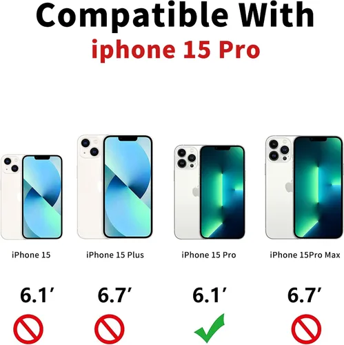 Vista 2 de Funda con cremallera para iPhone 15 Pro, 2 en 1, magnética, desmontable, protección para tarjetas RFID, 6 ranuras para tarjetas, bolsillo