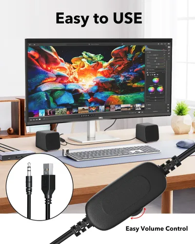 Vista 2 de Uakinat Altavoces de Computadora, Altavoces de Computadora para PC de Escritorio, Altavoces de Escritorio, Pequeños Altavoces de Computadora USB