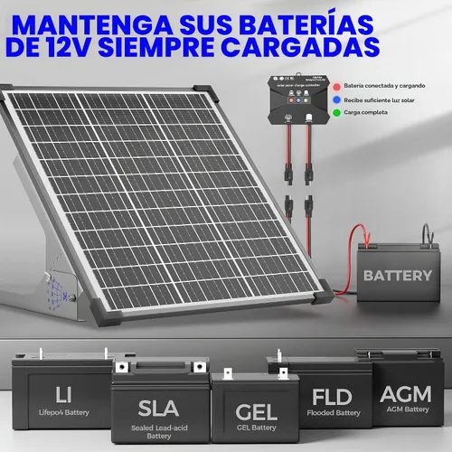 Vista 5 de Voltset 30W Kit de panel solar 12V batería solar cargador mantenimiento