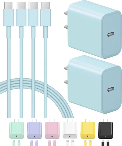 Vista 12 de Cargador de carga rápida USB C para iPhone 17, 16, 15, paquete de 2 cargadores tipo C, cable de 6 pies para iPhone 17/17 Plus/17 Pro/17 Pro Negro
