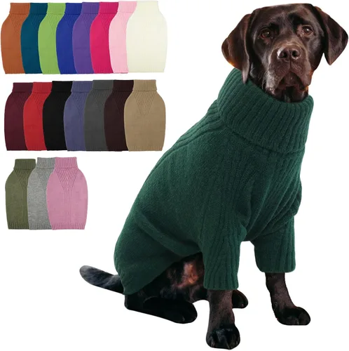 Vista 29 de IECOii Suéter de perro salchicha de cuello alto para perros pequeños, medianos y hembras, elástico y transpirable, abrigo de punto cálido, para Negro