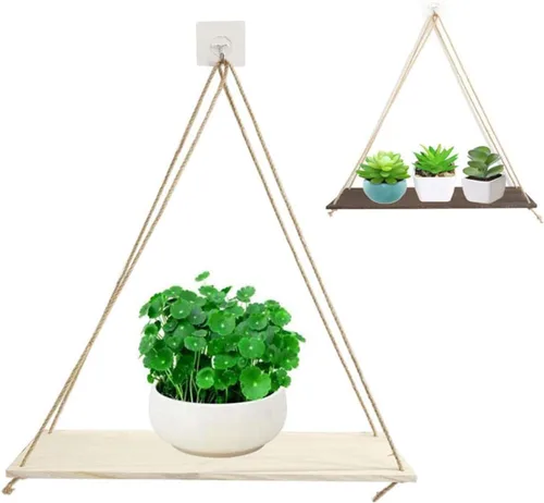 Vista 7 de Estantes flotantes 1 paquete de madera para colgar en la pared de estantes para macetas de plantas o macetas, estantes flotantes colgantes de diseño
