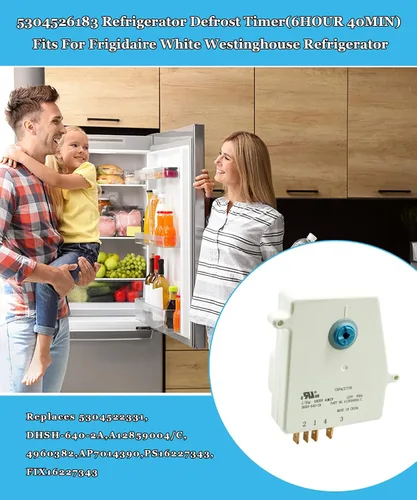 Vista 2 de 5304526183 temporizador de descongelación para refrigerador de 6 horas y 40 minutos, compatible con Frigidaire White Westinghouse Freezer LFTR1835VF