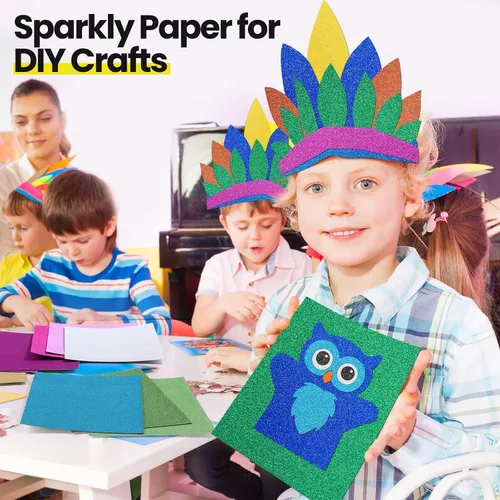 Vista 6 de Zhanmai 160 hojas de cartulina con purpurina, 20 colores, papel grueso con purpurina para el regreso a la escuela, suministros para manualidades