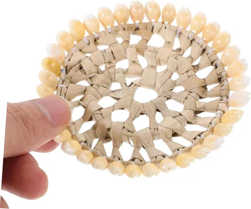 Vista 6 de Garneck Antideslizante 4 piezas Mesa de comedor Natural Shell Ronda Coaster Ocean Theme Coaster