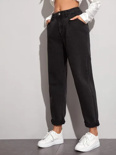 Vista 3 de Floerns Jeans para mujer de talle alto y pierna recta