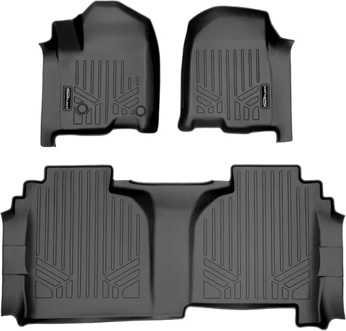 Vista 26 de SMARTLINER Juego de tapetes de piso de recubrimiento, de 2 filas, para Chevrolet Silverado 1500 2007-2013