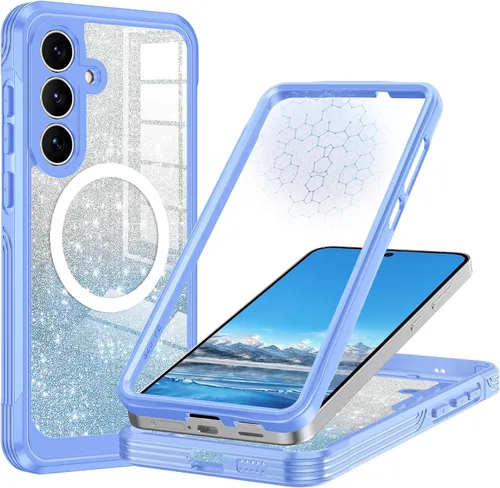 Vista 14 de Hekodonk Funda magnética para Galaxy A17 5G, [compatible con Magsafe] [Protector de pantalla de vidrio templado integrado] [tarjeta con purpurina]