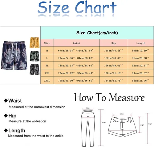 Vista 3 de Cathalem Hawaiian Shorts for Men,Men's Hawaiian Pants Flower Beach Shorts Casual Lightweight Swim Trunks Drawstring Trouser