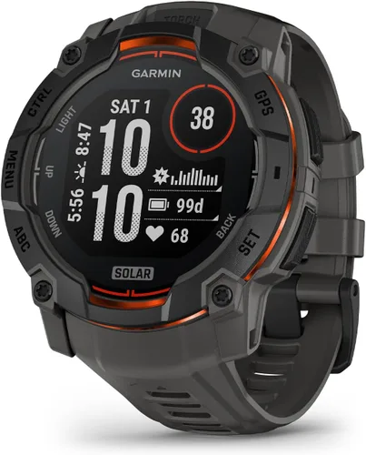 Vista 44 de Garmin Instinct® 3 45mm, pantalla AMOLED, reloj inteligente GPS resistente para exteriores, bisel reforzado con metal, linterna incorporada, hasta