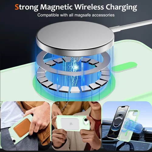Vista 1178 de Anuck - Funda magnética para iPhone 11 compatible con MagSafe, carcasa trasera mate translúcida dura, borde de TPU, delgada, resistente a impactos