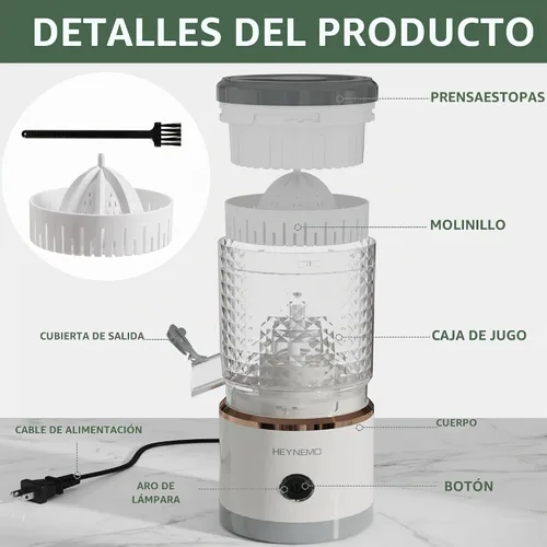 Vista 4 de Heynemo Exprimidor eléctrico de cítricos, exprimidor automático de jugo de 90 W con alta velocidad de 15,000 RPM, ideal para limón, naranja, frutas