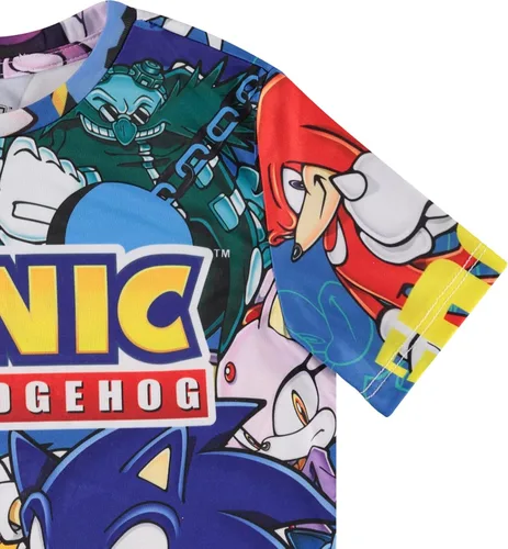 Vista 4 de SEGA Camiseta Sonic The Hedgehog para niños con sonic colas y nudillos The Hedgehog Trio camiseta