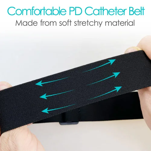Vista 5 de Cinturón de diálisis peritoneal transpirable con bolsillo de malla, soporte para catéter PD, accesorios sin rebote para juego de transferencia