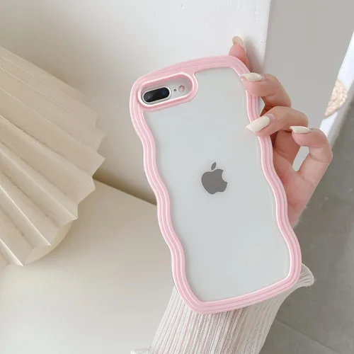 Vista 50 de QLTYPRI Funda compatible con iPhone 7/8/SE, bonita funda transparente con marco ondulado rizado para niñas y mujeres, funda protectora de TPU