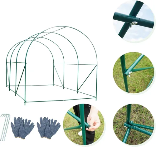 Vista 5 de Invernadero al Aire Libre con Puerta con Malla, Invernadero Resistente para Jardín al Exterior para Plantas de Jardín con Protección UV, Termostato