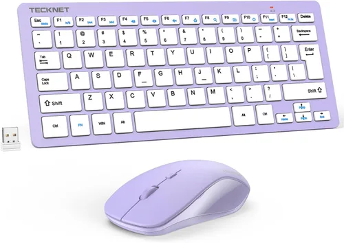 Vista 8 de TECKNET Combo de Teclado y Ratón Inalámbrico, Mini Teclado de Computadora Inalámbrico y Conjunto de Ratón 2.4GHz, 1600 DPI Ajustable Silencioso