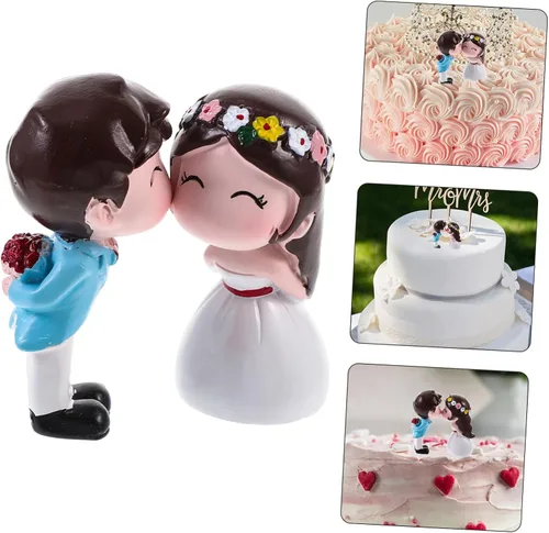 Vista 5 de Homoyoyo Magdalena 1 par de figuras miniatura para parejas, muñecas de pareja de besos, mini resina para niños y niñas, muñecas de boda