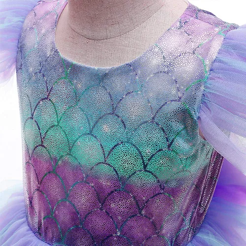 Vista 4 de Disfraz de sirena para niñas, disfraz de princesa para fiesta de cumpleaños, Halloween, Navidad, carnaval, cosplay