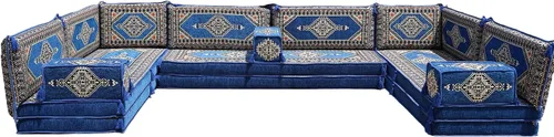 Vista 42 de arabicsofa Cojines de piso árabe en forma de U – Sofá tradicional Majlis con sofá otomano