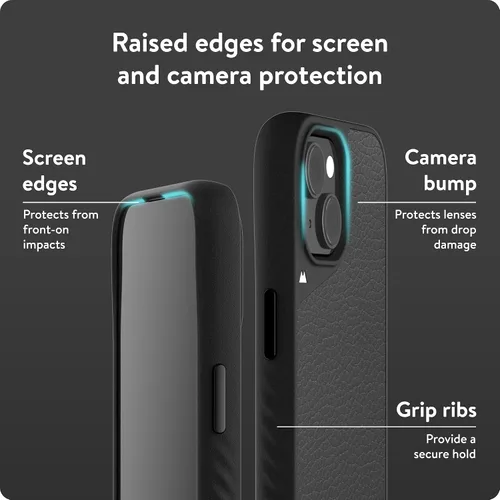 Vista 4 de Mous - Funda para iPhone 15 compatible con MagSafe Limitless 5.0, cuero negro, funda protectora para iPhone 15, funda para teléfono a prueba