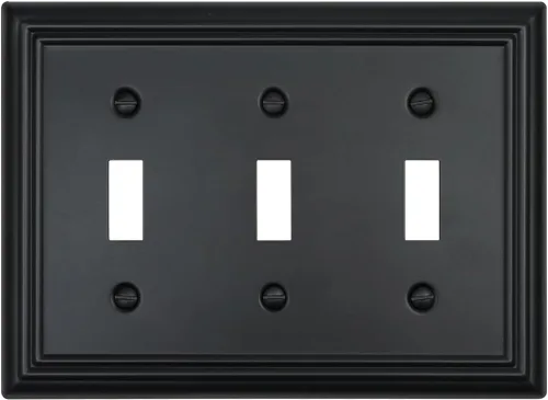 Vista 33 de Switch Plates Outlet Covers, 1-Pack Metal Wall Plate, Black Finish Midsize 1 Toggle 1 Decorator Combo Wall Plate, Ideal for GFCI Outlets, Light