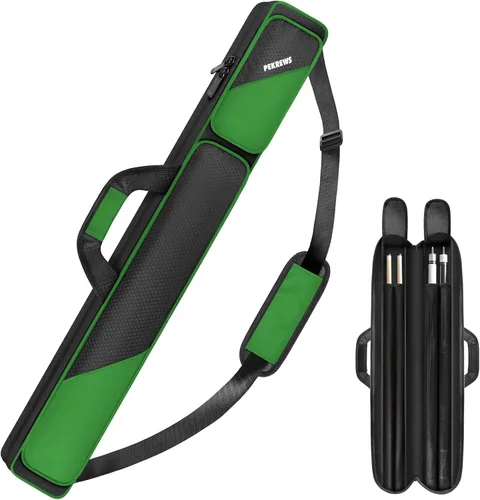 Vista 15 de Estuche para taco de billar, estuche para palos de billar 2x2 con capacidad para 2 palos con 2 bolsillos con cremallera para accesorios, bolsa