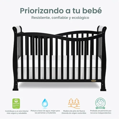 Vista 5 de Cuna convertible en cama Dream On Me Violet, 7 en 1, Cuna, paquete de de 1, Negro