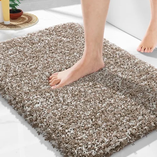 Vista 102 de Yimobra Alfombras de baño en negro y blanco antideslizantes lavables, tapetes de baño ultra suaves y absorbentes de agua, alfombra de ducha suave