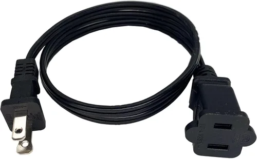 Vista 4 de Cable de extensión corto de 3 pies, cable de alimentación CA macho y hembra de EE. UU. SPT2 18 AWG 10 A 125 V, cables de extensión interiores de 2