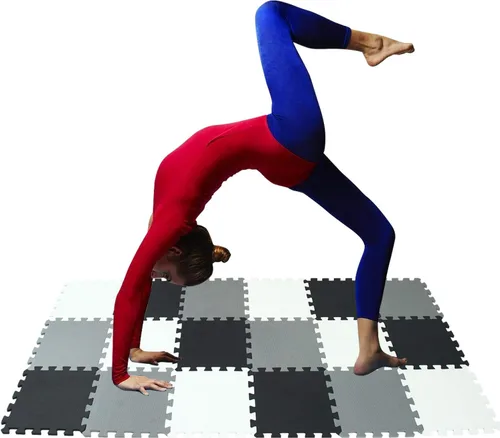 Vista 2 de XMTMMD - Piezas de tapete de EVA ideales para hacer ejercicio o como azulejos para el equipo de entrenamiento en gimnasios, Negro