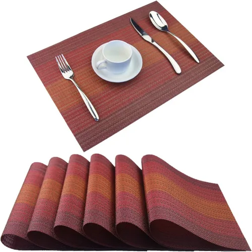 Vista 80 de Manteles individuales de vinilo resistentes al calor, lavables, fáciles de limpiar, manteles individuales de plástico para cocina, mesa de comedor