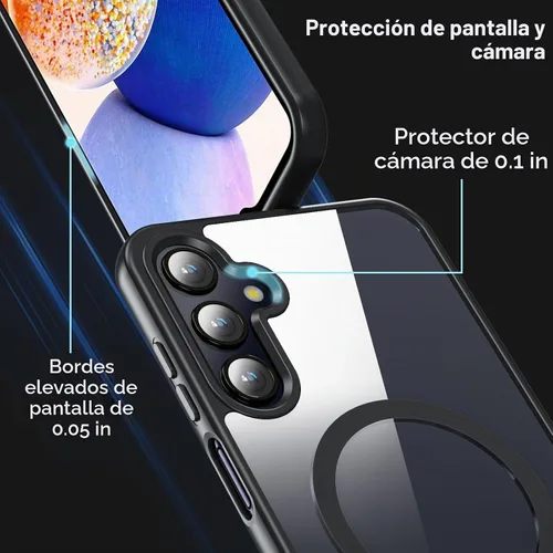 Vista 5 de Funda magnética para Samsung Galaxy A15, Samsung A15 5G con protector de pantalla, [protección contra caídas de grado militar] Funda protectora