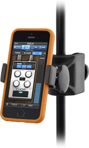 Vista 4 de IK Multimedia iKlip Xpand Mini soporte para micrófono con soporte para teléfono, compatible con teléfonos inteligentes iPhone y Android de 3.5" a