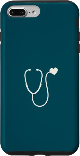 Vista 12 de iPhone 16 Dark Peacock Blue - Estuche para estetoscopio de corazón para enfermera o médico