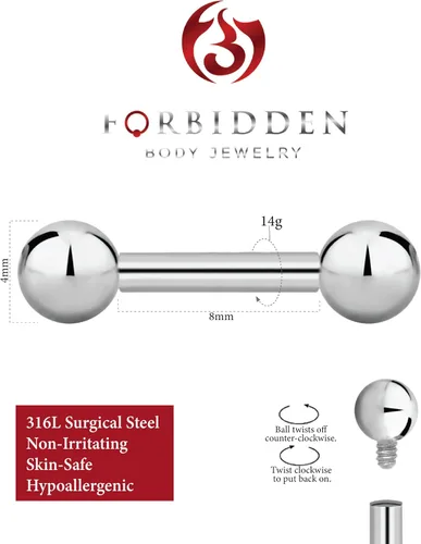Vista 28 de Piercing para el cuerpo de titanio con rosca interna de 0.45 a 0.63 onzas (se vende individualmente)