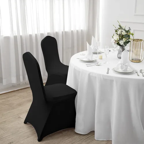 Vista 7 de SUPERO Funda impermeable de poliéster y elastano para silla (100 unidades, color negro) - Fundas elásticas para sillas de comedor, protector