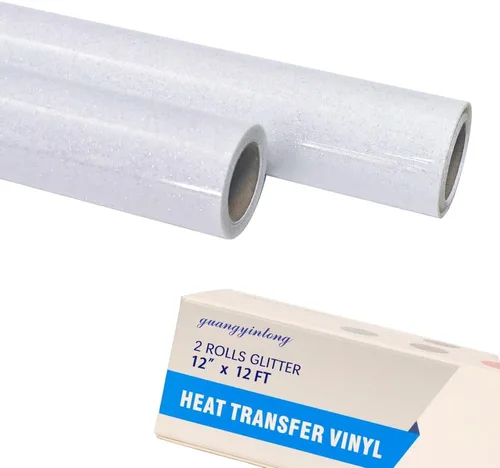 Vista 22 de guangyintong Rollo de vinilo de transferencia de calor negro con purpurina, 2 rollos de vinilo para planchar de 12 pulgadas x 12 pies para 2-Negro