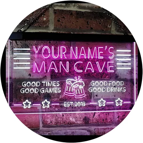 Vista 11 de ADVPRO Letrero de neón LED personalizado con texto en inglés "Man Cave Home Bar Est. Year Single Color LED Neon Sign 12 x 8.5" st4s32-x0012a-tm-b