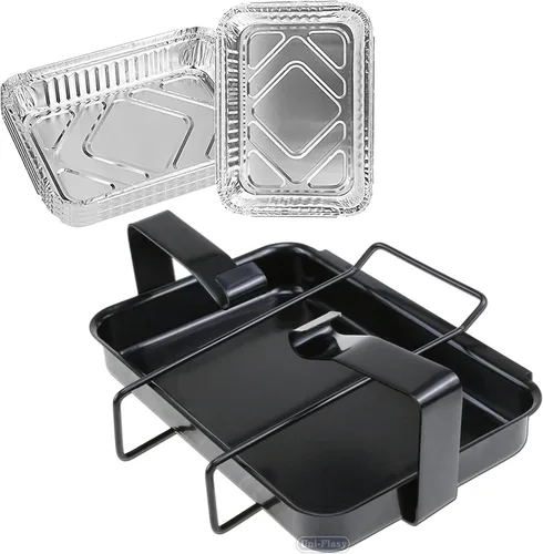 Vista 13 de Uniflasy Bandeja de Grasa con Bandeja Colectora y Forro de Papel Aluminio Universal Compatible con Nexgrill, Dynaglo, Cuisinart, Charbroil, Kenmore