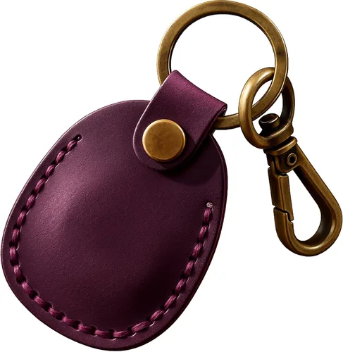Vista 30 de Llavero de Airtag de cuero genuino, llavero portátil de Air tag con anillos para llaves, funda de cobertura oculta completa compatible con Airtag