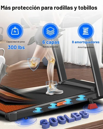 Vista 6 de Cintas de correr inclinadas 15% plegables para el hogar, 12 modos automáticos Cinta de correr con asa, cinta de correr silenciosa de 3.0 HP, tres