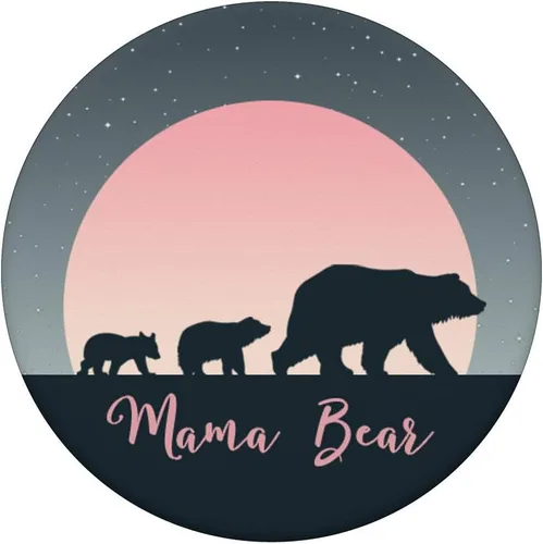 Vista 5 de Mama Bear Pop Socket 2 Cubs Pink Moon Stars Mothers Day - PopSockets Grip and Stand for Phones and Tablets