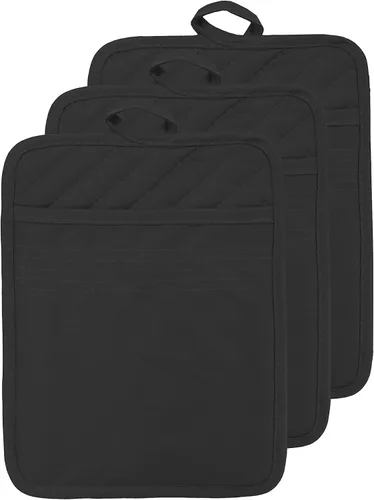 Vista 28 de Oven Pot Holder with Pocket Cotton Heat Resistant Coaster Potholder Kitchen Hot Pad Oven Mitts for Cooking and Baking Square 7"x9" (Aqua, Silicone)