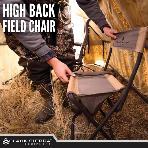 Vista 3 de Black Sierra Silla de caza plegable con respaldo, bolsa de almacenamiento y Axs Camo 2